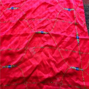 Echo Red Silk Scarf with Elegant Pattern